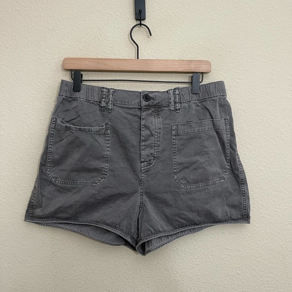 Madewell Belclaire Patch Pockets High-Rise Pull-On Shorts Basalt Gray Medium - Picture 8 of 15